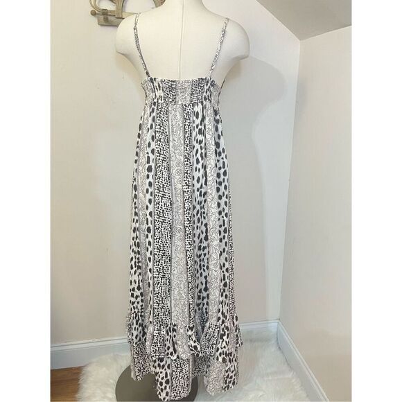 Brass Monkey Boutique Mixed Animal Print Tiered Ruffle Maxi Dress S - Picture 2 of 8